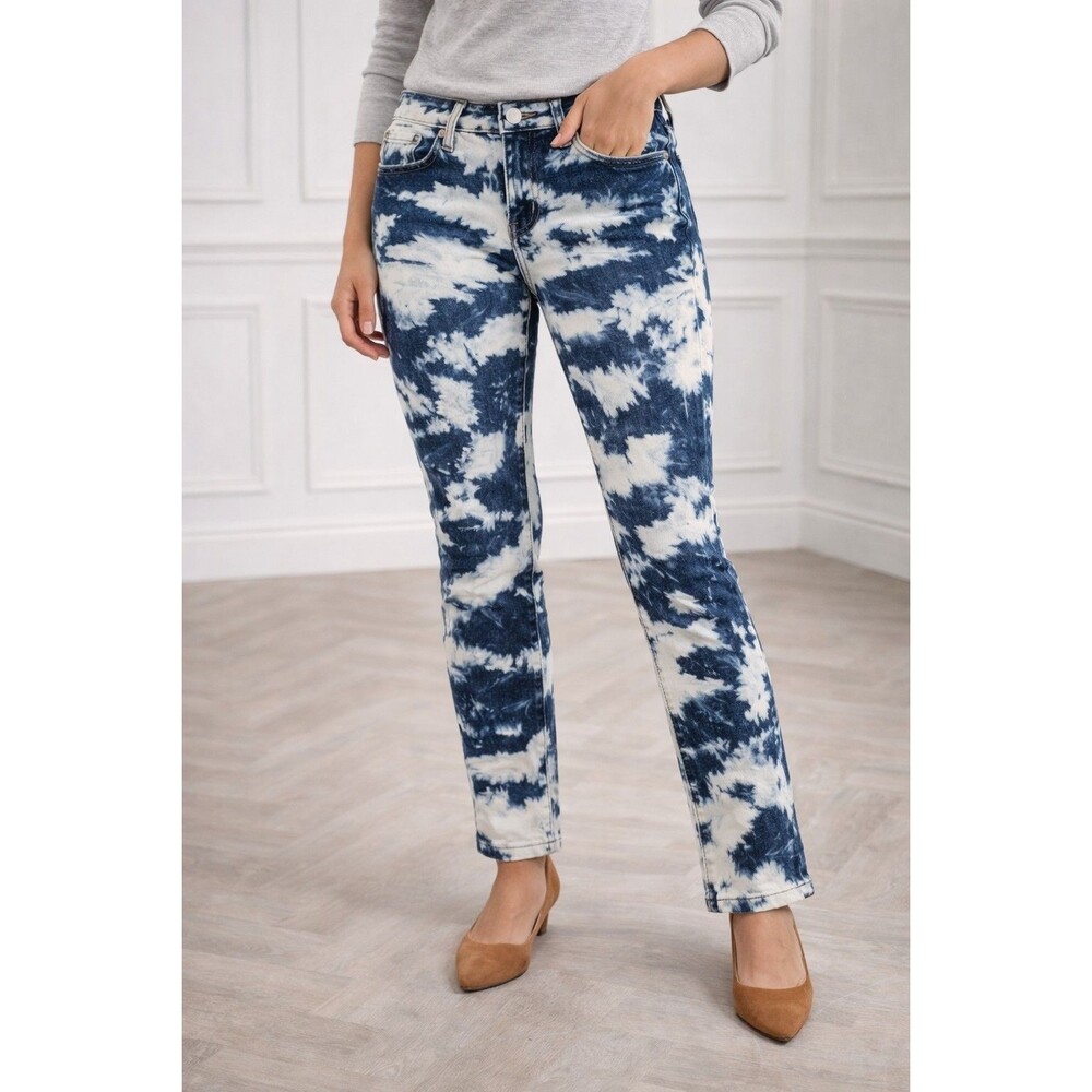 Allen B. Women’s Tie Dye Jeans Blue White Skinny Denim Pants Stretch Trendy 14